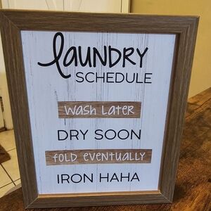 NWT Wooden Funny Framed Laundry Schedule Sign